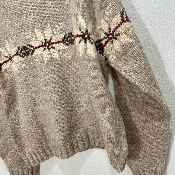 Vintage Eddie Bauer Legend Mens Knit Lambswool Nordic Sweater Quarter Pull Large - Picture 12 of 14